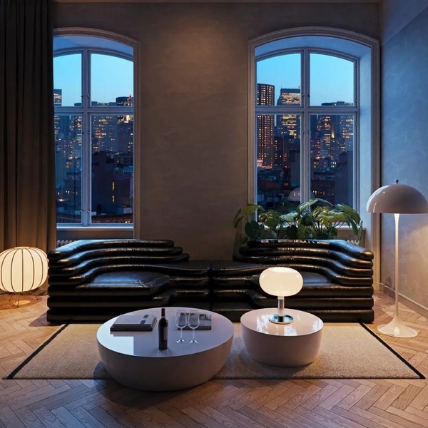 leather sofa, modern couch, sectional sofa, living room furniture, black leather sofa, brand awareness, lifestyle, editorial, luxurious, calm, neutral, black